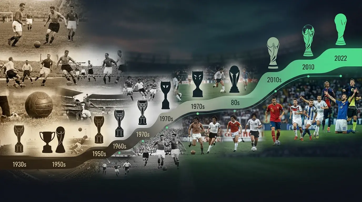 Stair Chorn an Domhain ó 1930 go 2022 agus ceachtanna do 2026