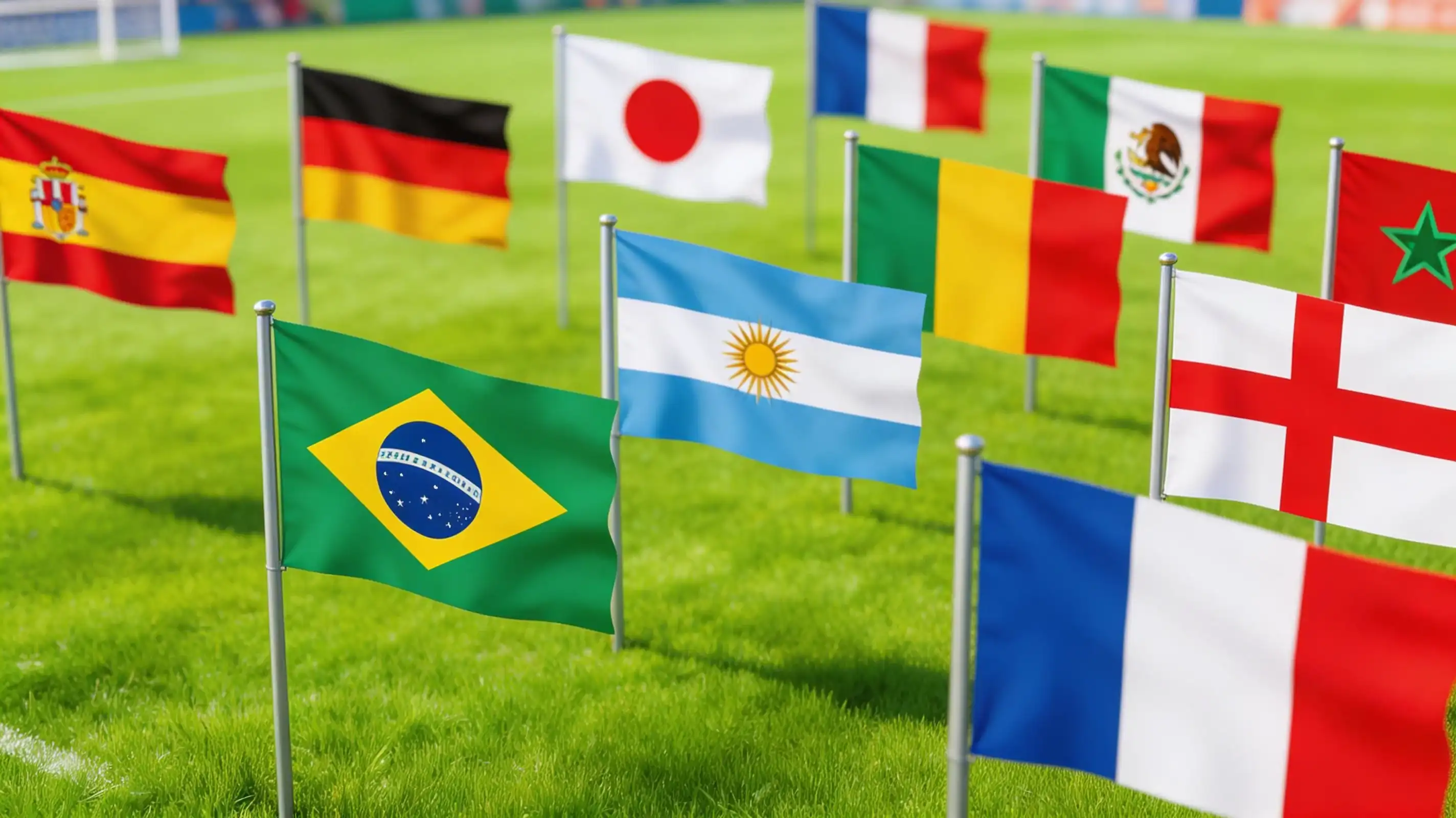 Tarraingt grúpaí Chorn an Domhain 2026 le bratacha na bhfoirne